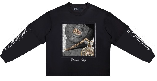 Diamond King Boxy Layered Long Sleeve Tee (Black)
