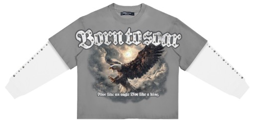 Born To Soar Boxy Layered Long Sleeve Tee ( Concrete)