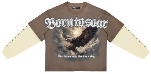 Born To Soar Boxy Layered Long Sleeve Tee (Dark Taupe)