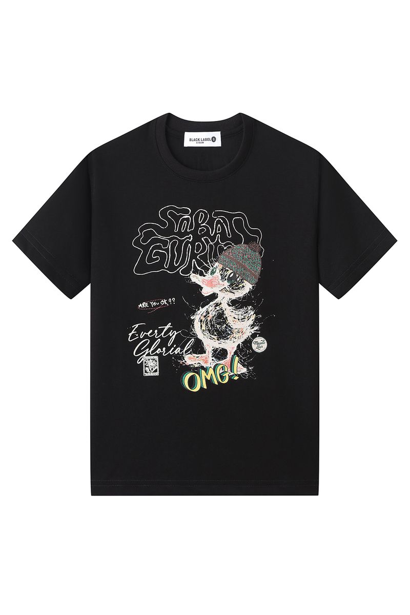 Kids Black Label "OMG" Crew Neck T-Shirt (Black)