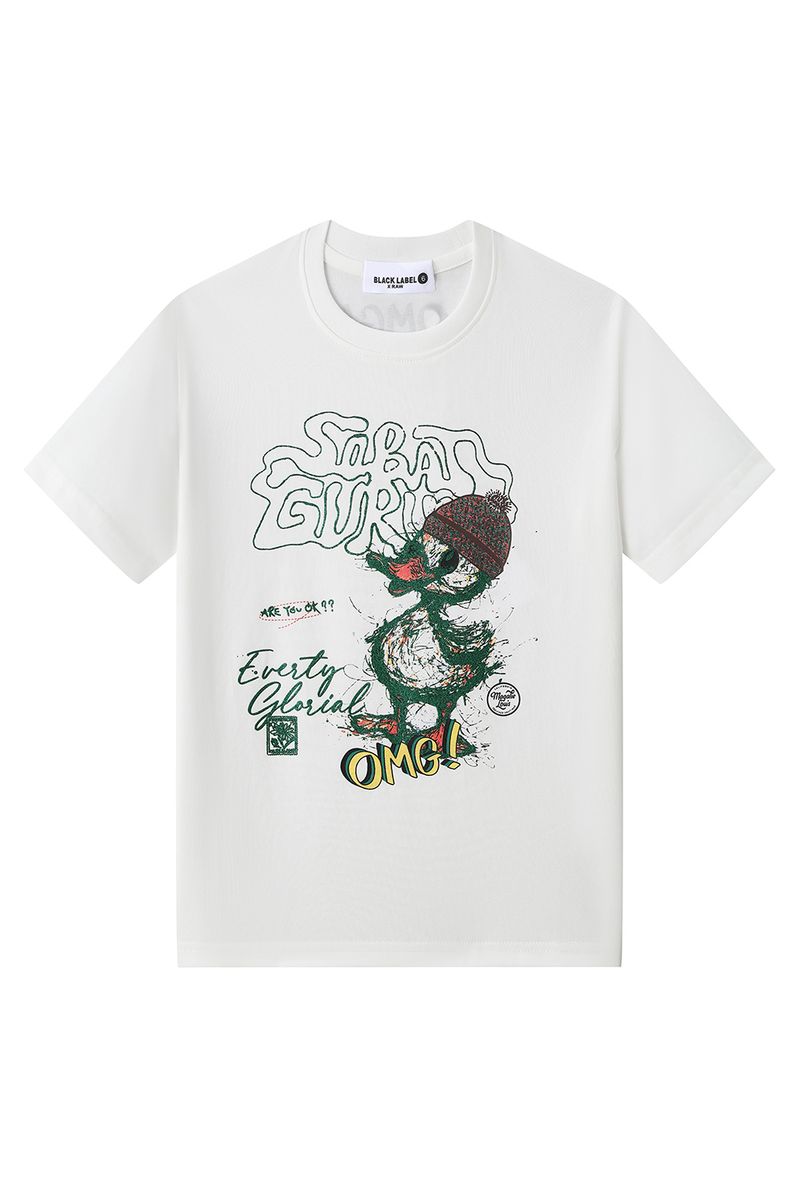 Kids Black Label "OMG" Crew Neck T-Shirt (White)