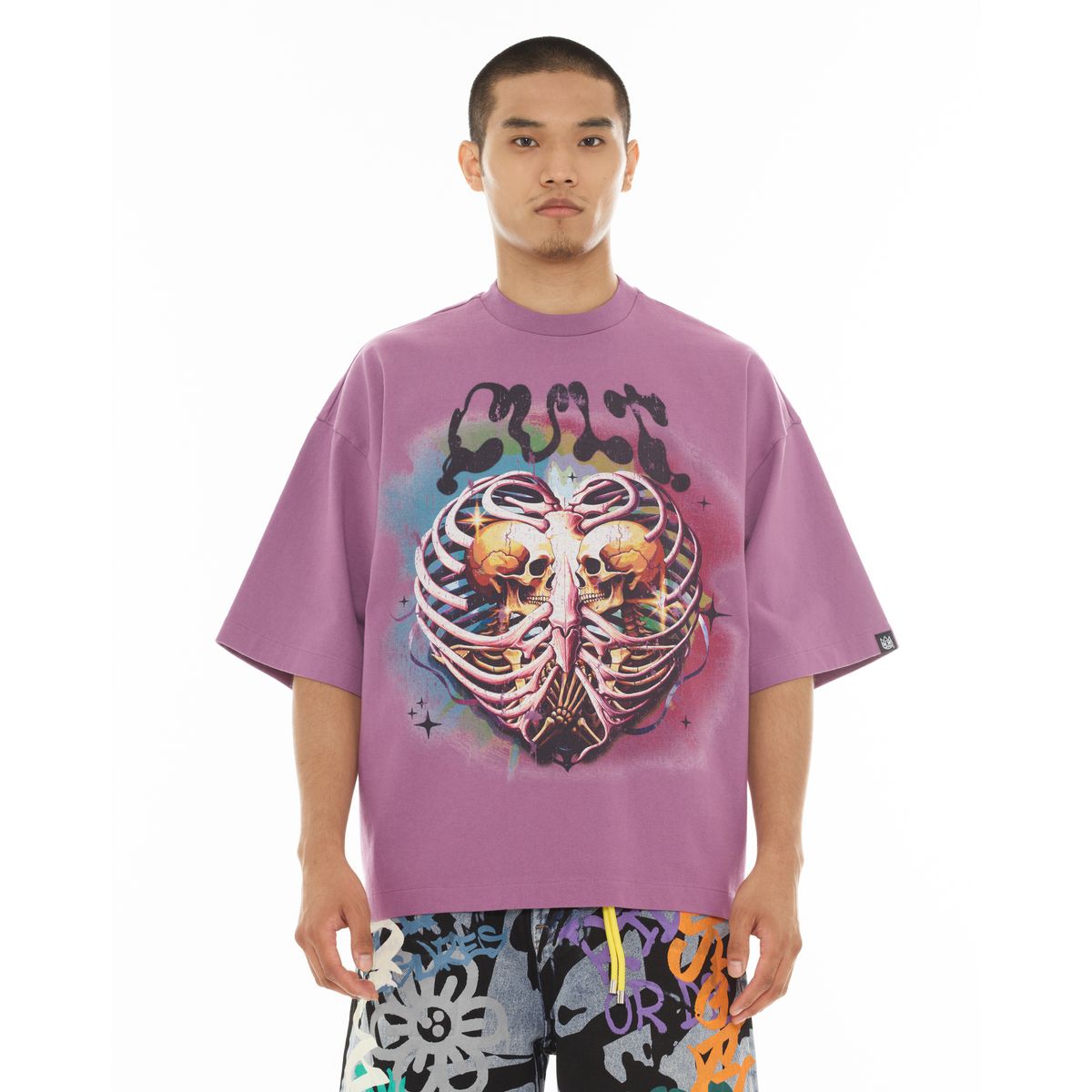 Oversized Short Sleeve Crew Neck Tee "Til Death Do We Part (Dusty Lavender)