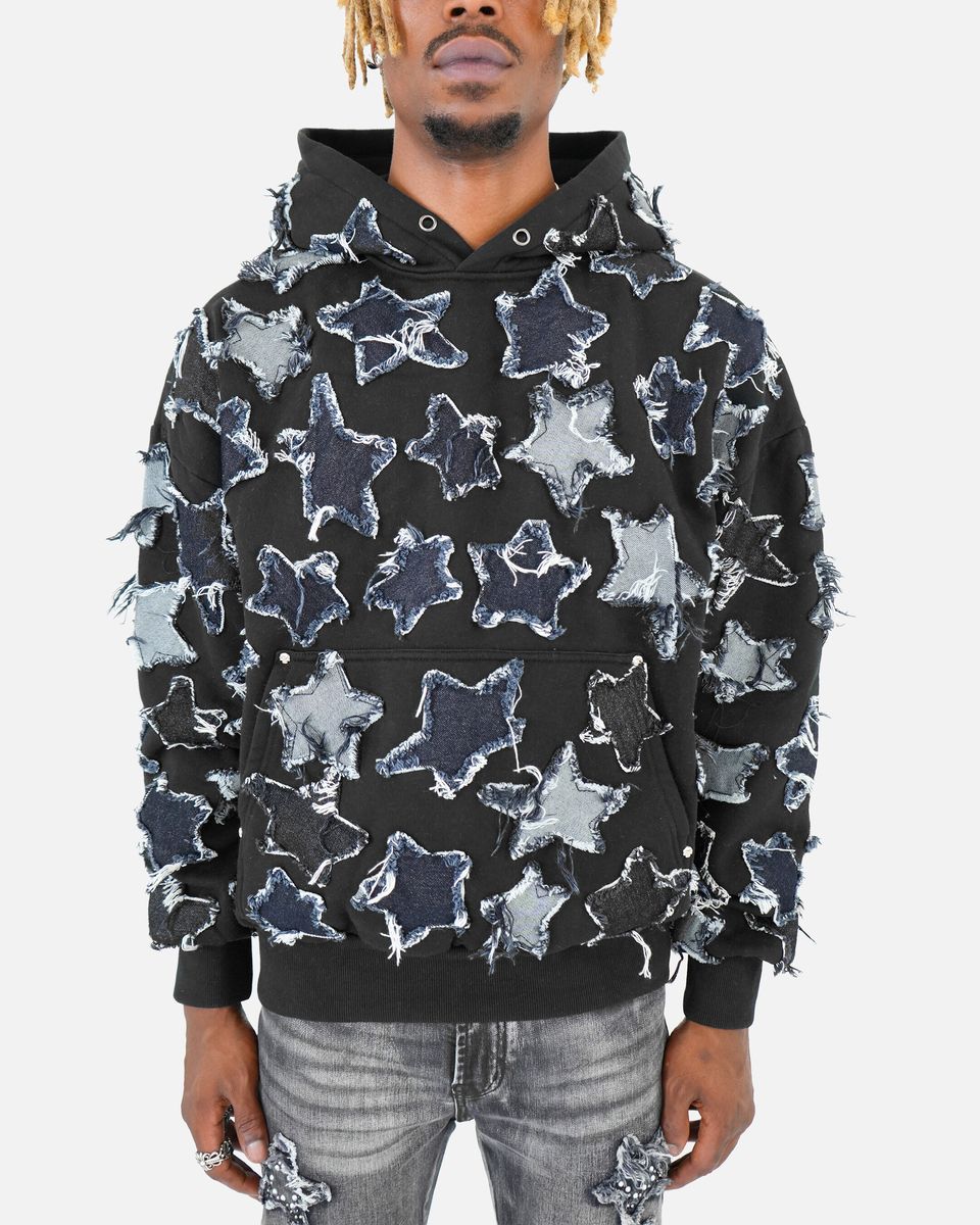 Star Applique Hoodie (Black)