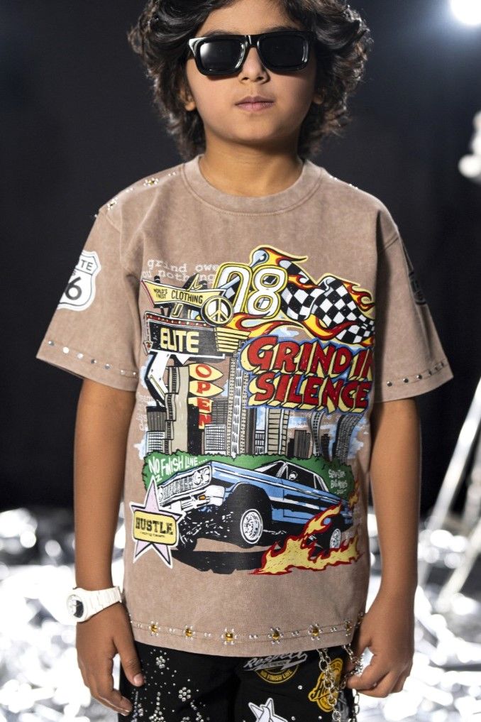 Grind In Silence Kids Brown Tee Kids