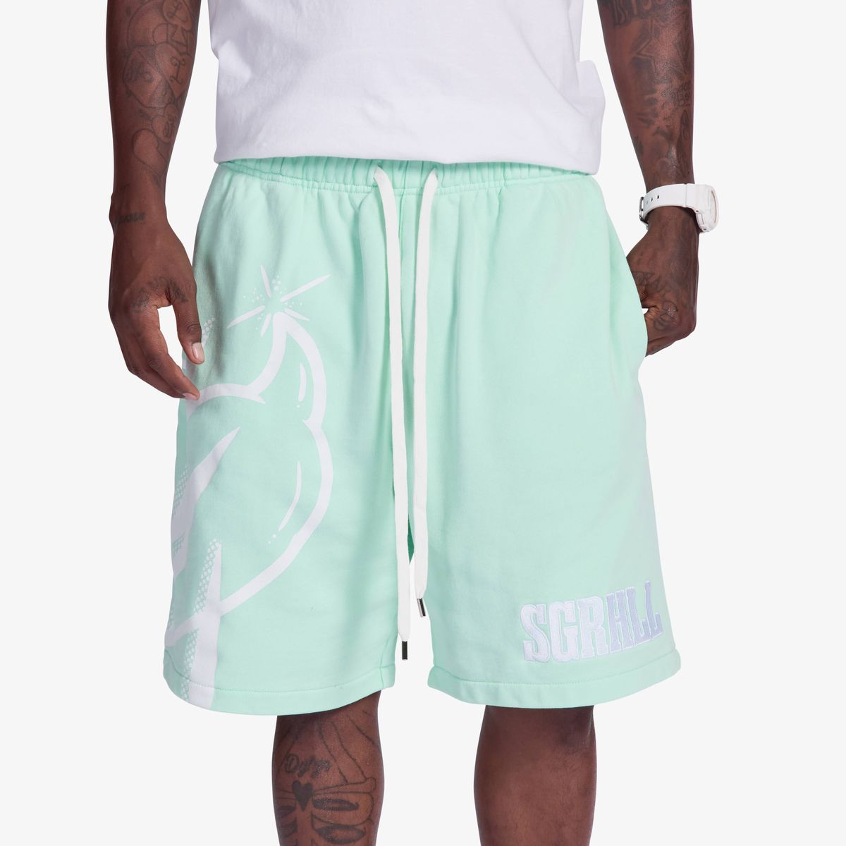 ASPIRE” TERRY SHORTS (Washed Green)