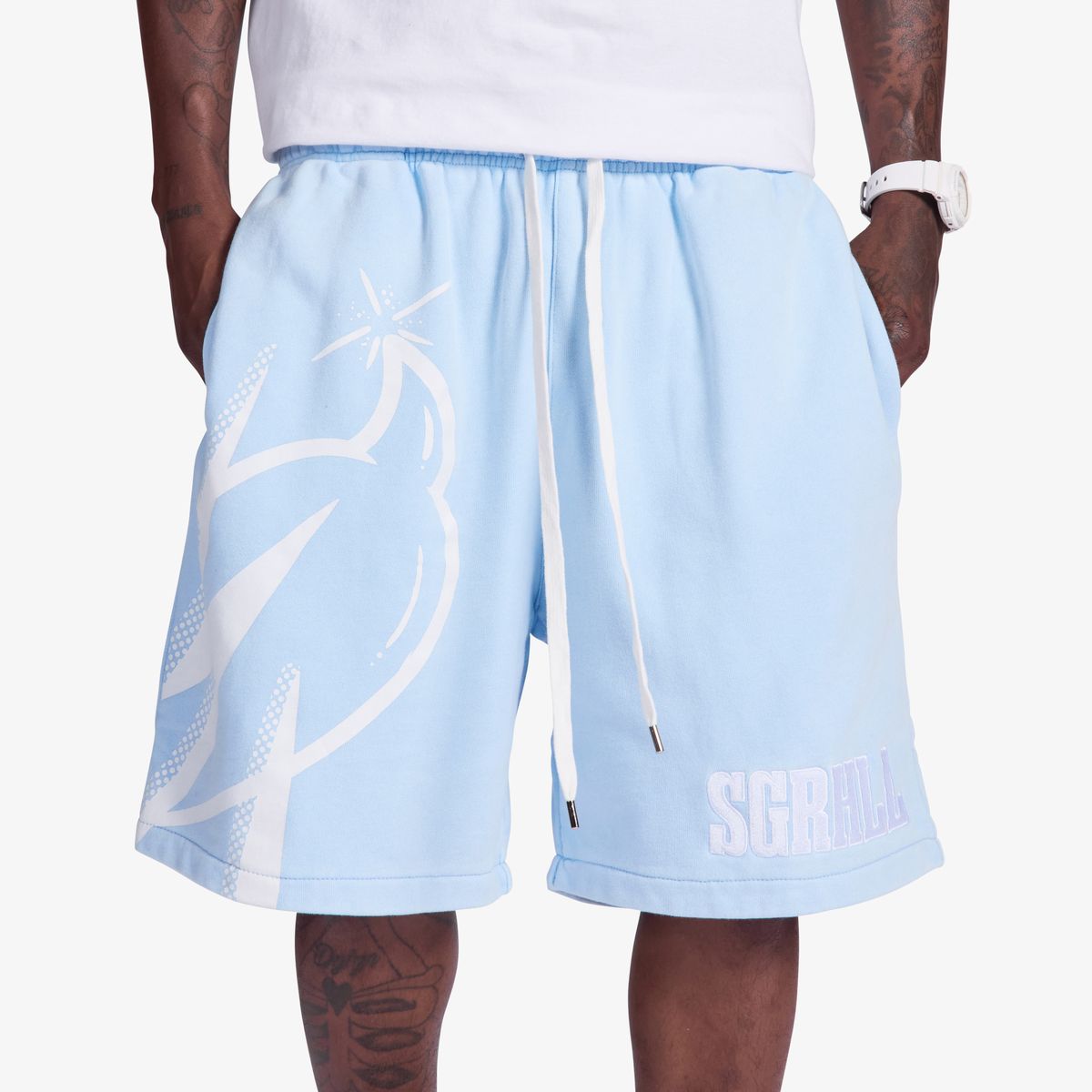 “Aspire” Terry Shorts (Washed Blue)
