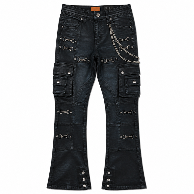 Dark Grey Wax Buckle Men's Denim