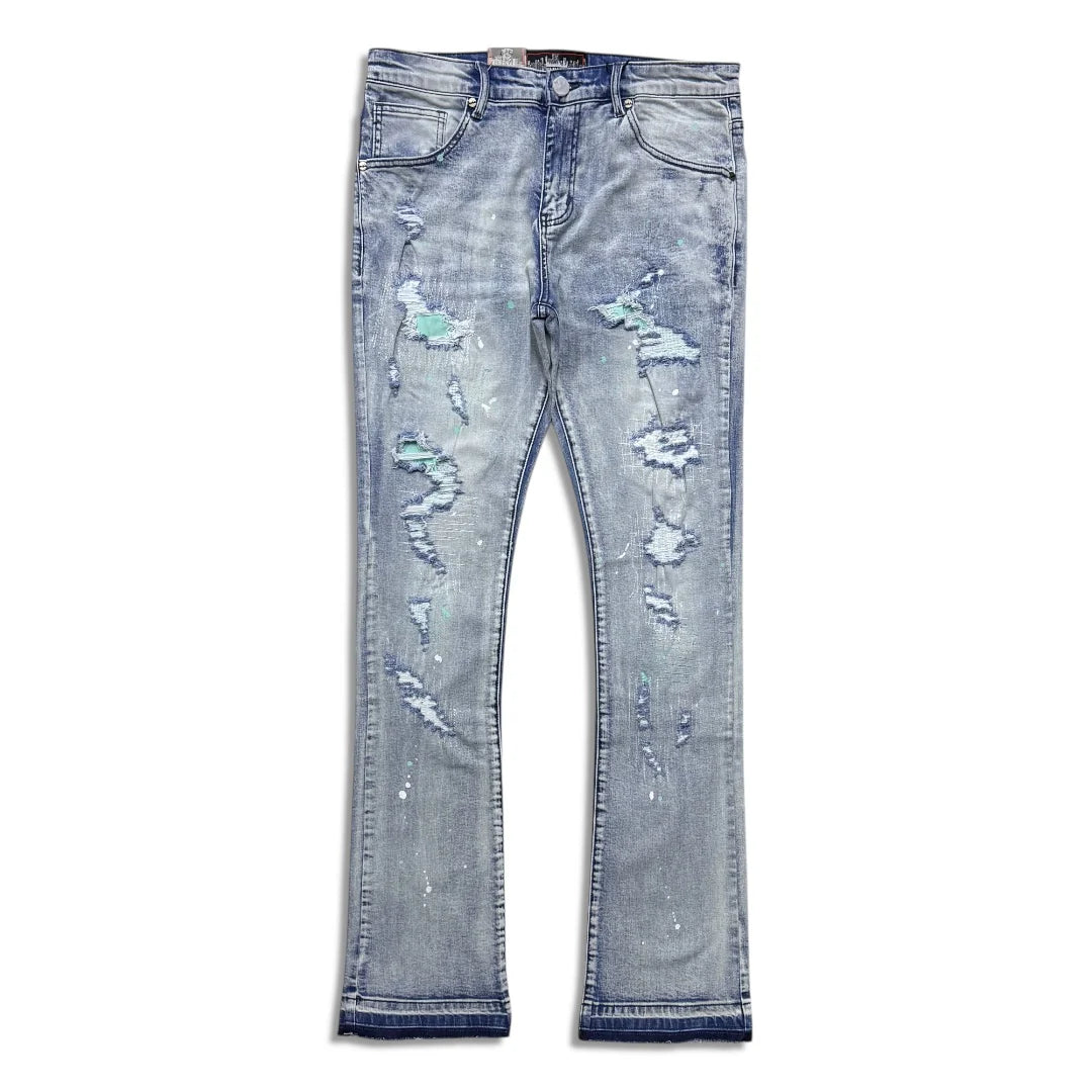 Rip N Repair Light Wash With Teal Stitch