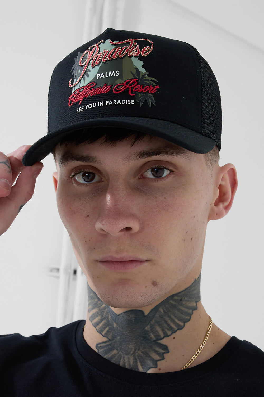Paradise Palms Trucker Hat (Red Floral)