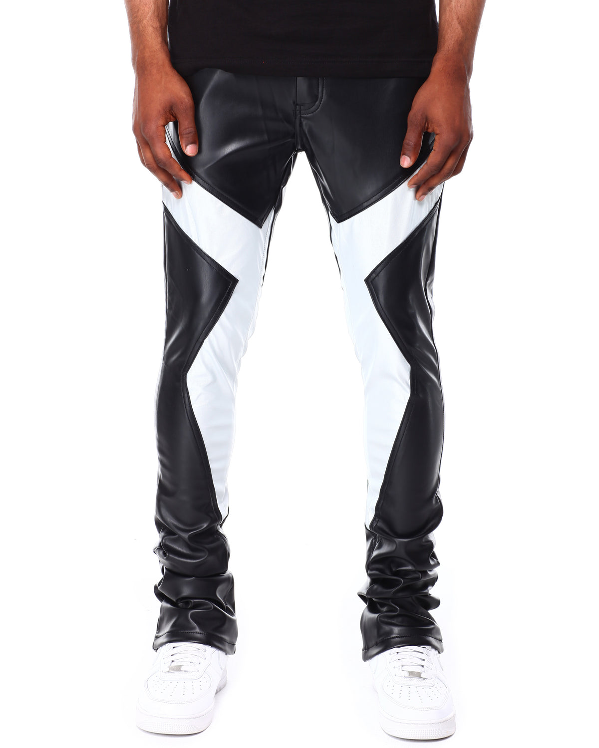 Stacked Colorblock Jeans - Black/White
