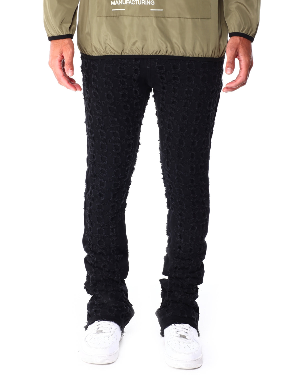 Frayed Checkered Pattern - Black- M5810D