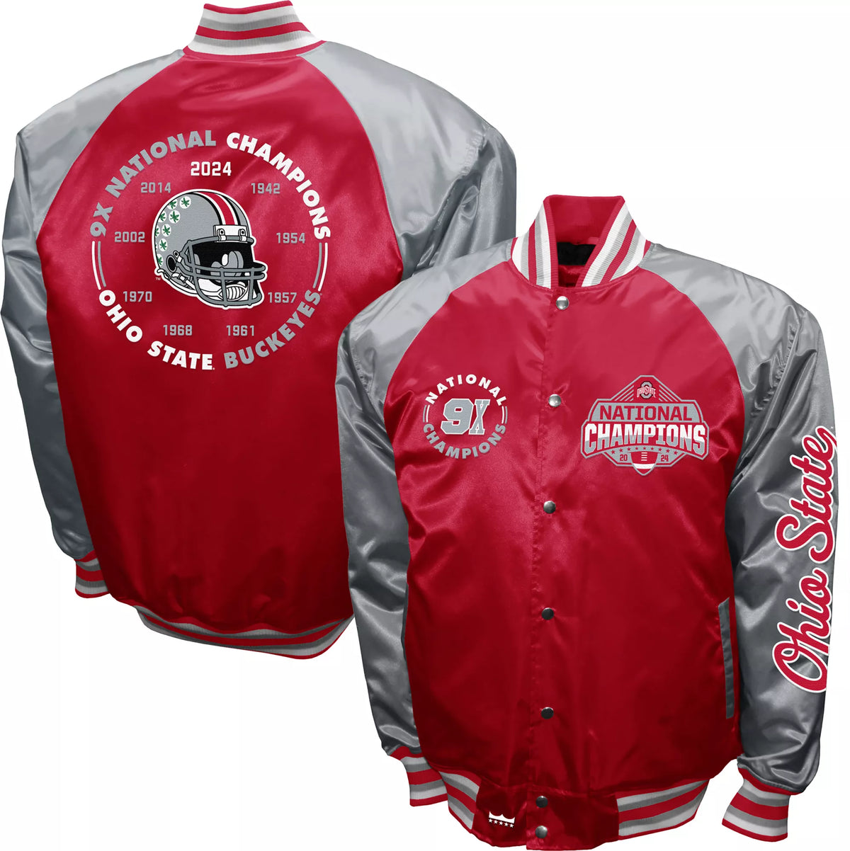 Franchise Club Men's Ohio State Buckeyes Red Champ Satin Jacket