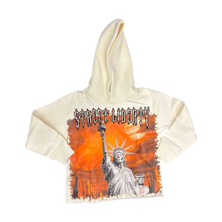 Street Liberty Crop Hoodie (Ivory)