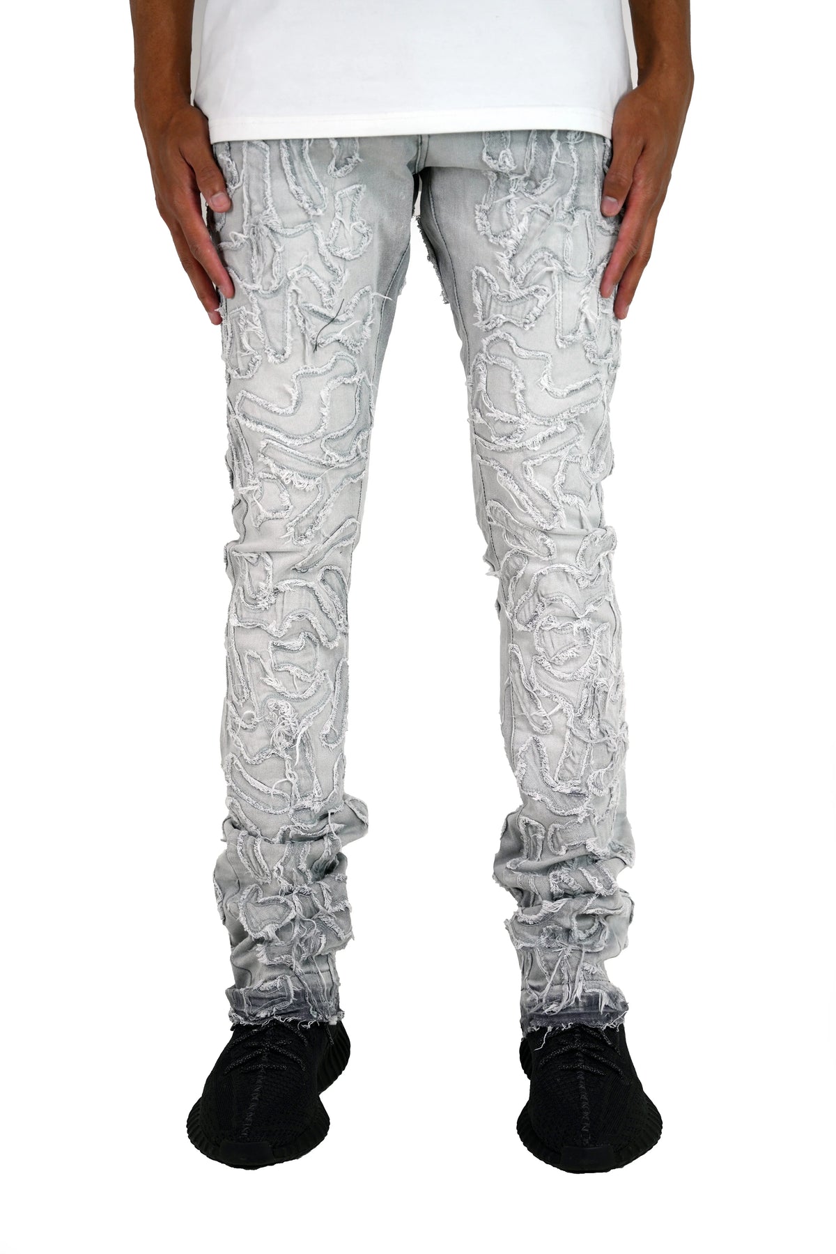 Cactus Stacked Denim Jeans - Light Grey
