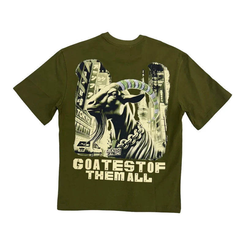 Goatest Of All Stone Out Oversize T-Shirt (Olive)