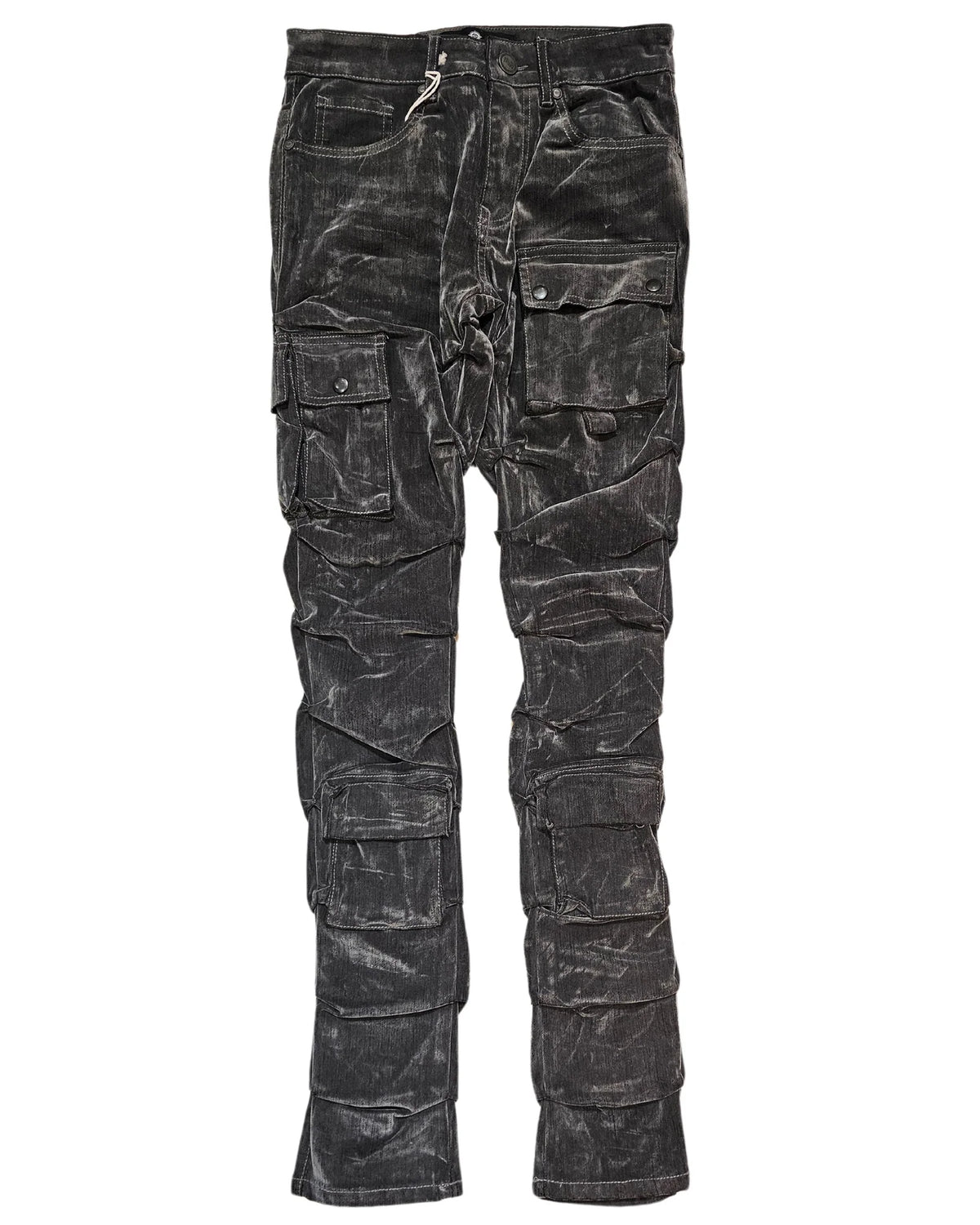 Cargo Pocket Flocked Jeans (Grey)