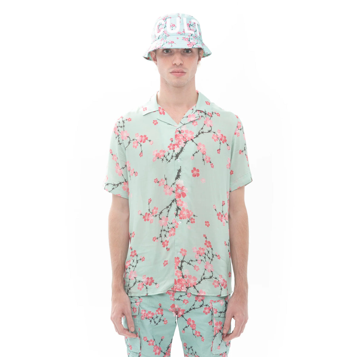 Cult Of Individuality - Camp Woven Shirt In Cherry Blossom