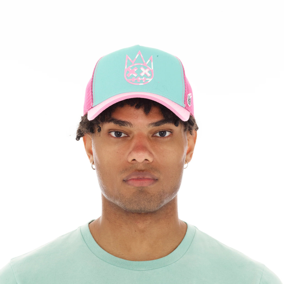 Clean Logo Mesh Back Trucker Curved Visor In Vintage Mint