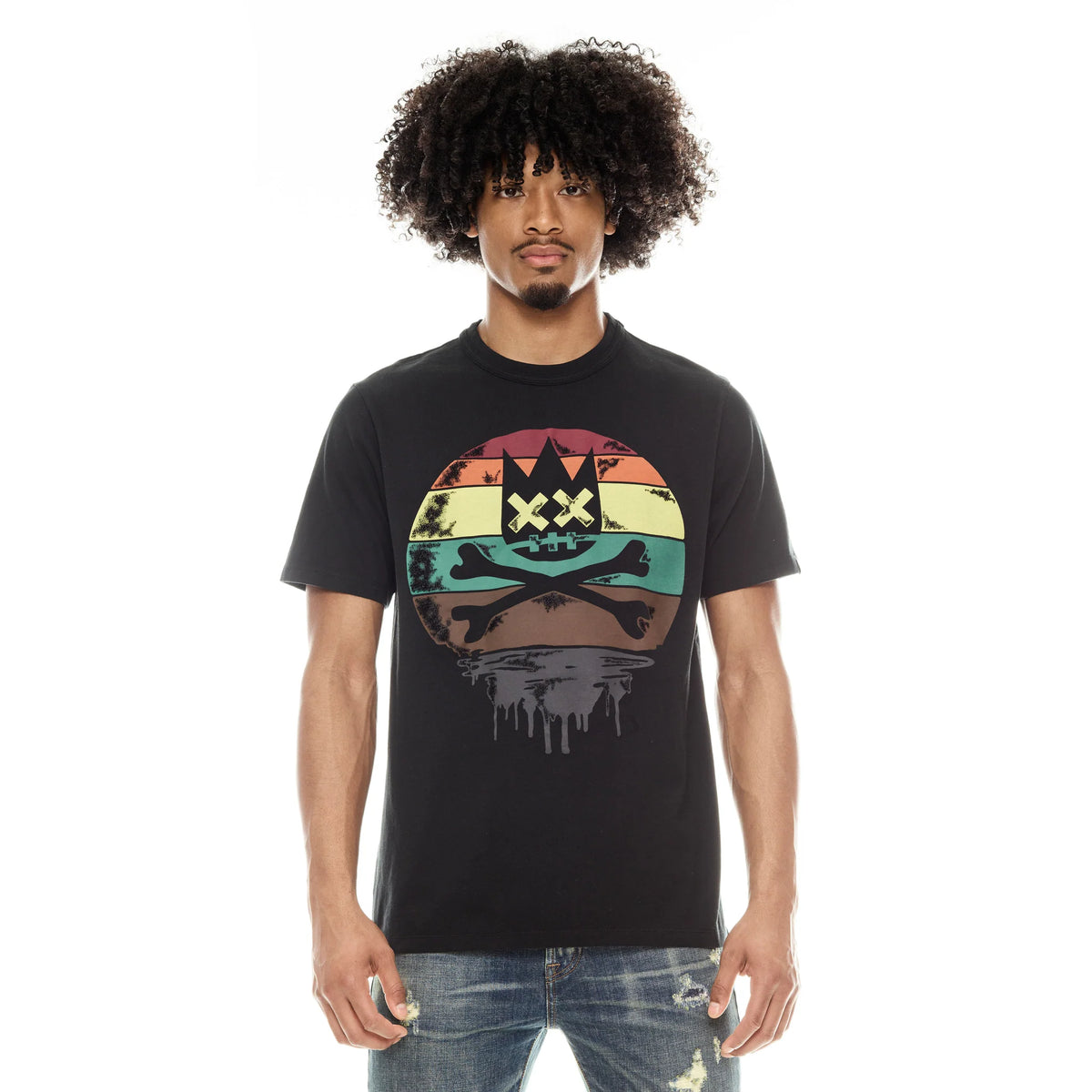 Cult - "Melting Sun" Crew Neck Tee - Pirate Black