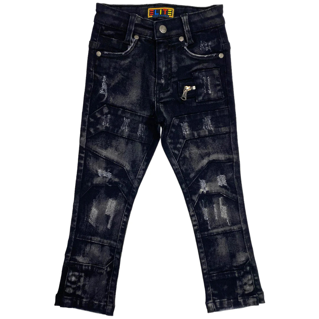 Kids Faded Premium Flare Jeans - Black