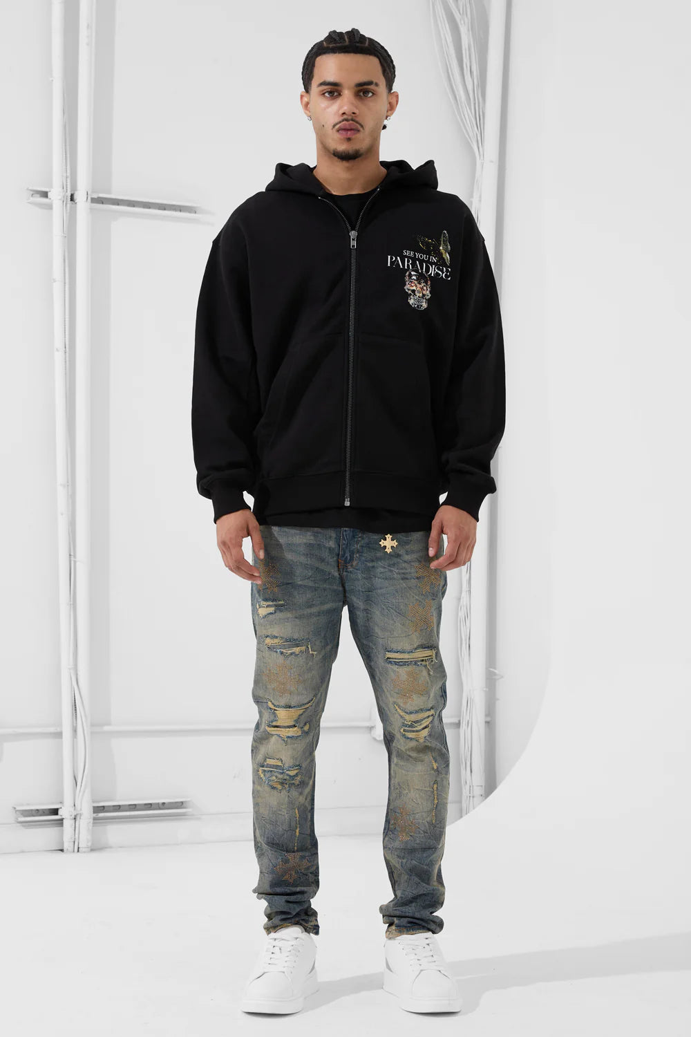 Butterfly Effect Zip Up Hoodie (Black)