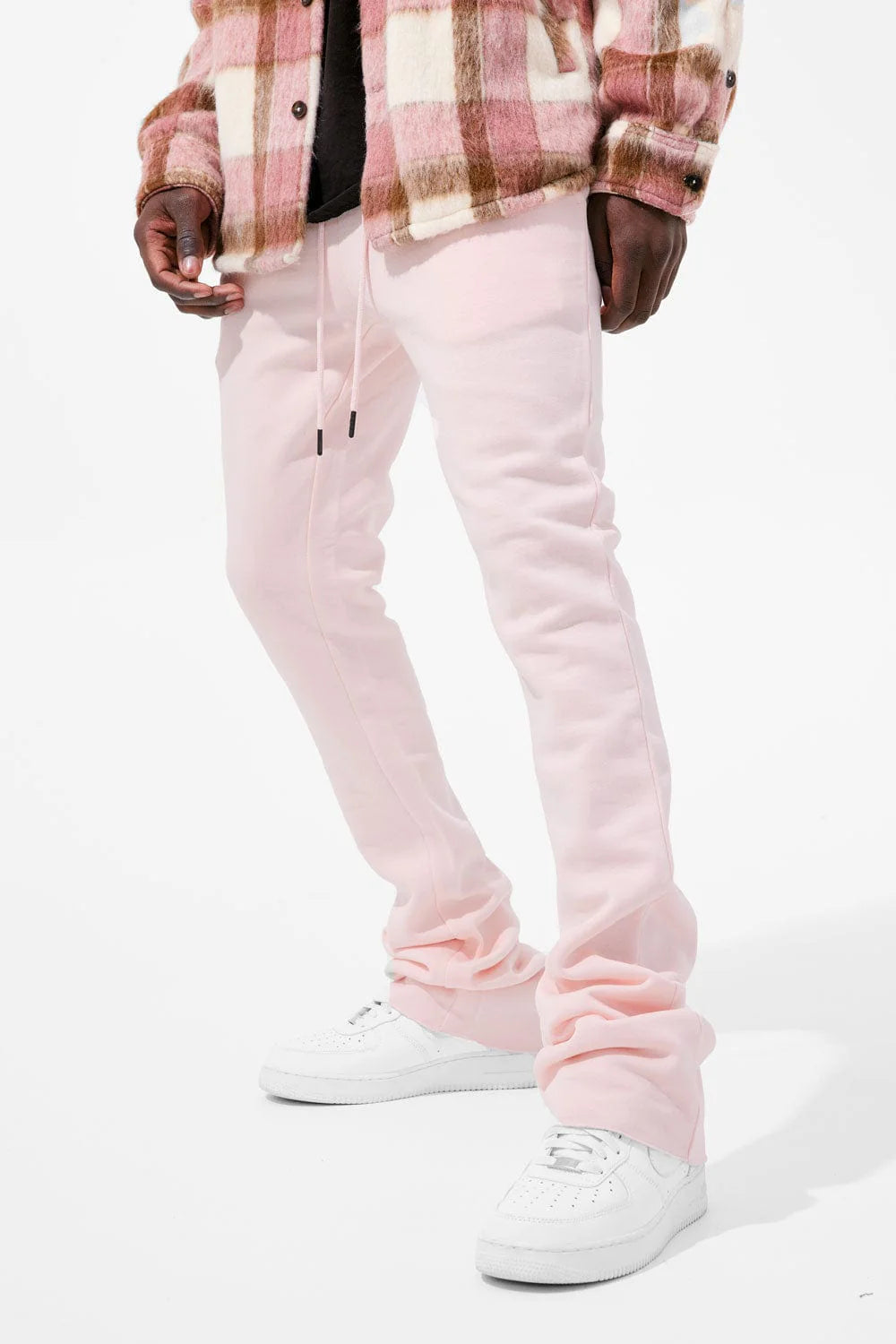 UPTOWN STACKED SWEATPANTS-PINK
