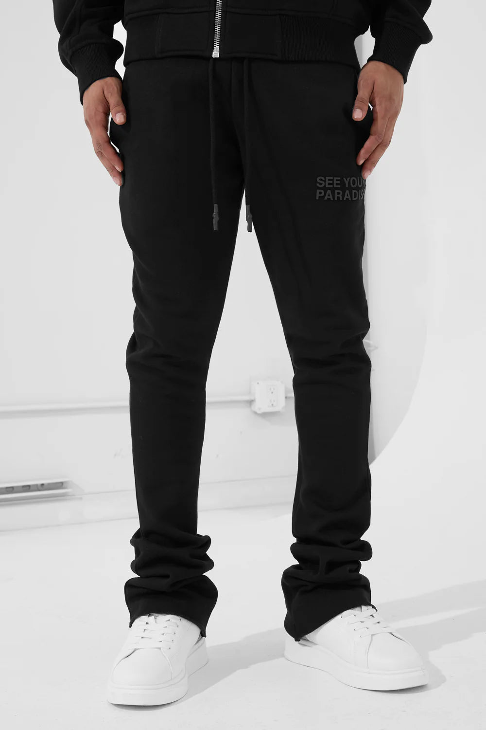 SYIP Tonal Stacked Sweatpants (Black)