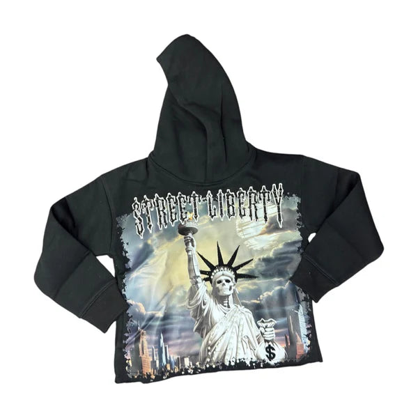 Boys Street Liberty Crop Hoodie (Black)