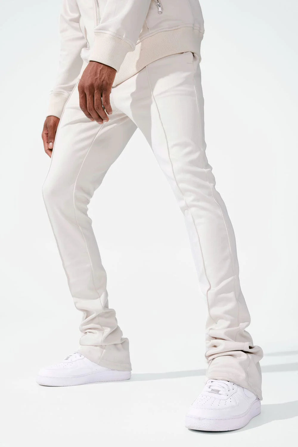 Calabria Stacked Track Pants - Cream