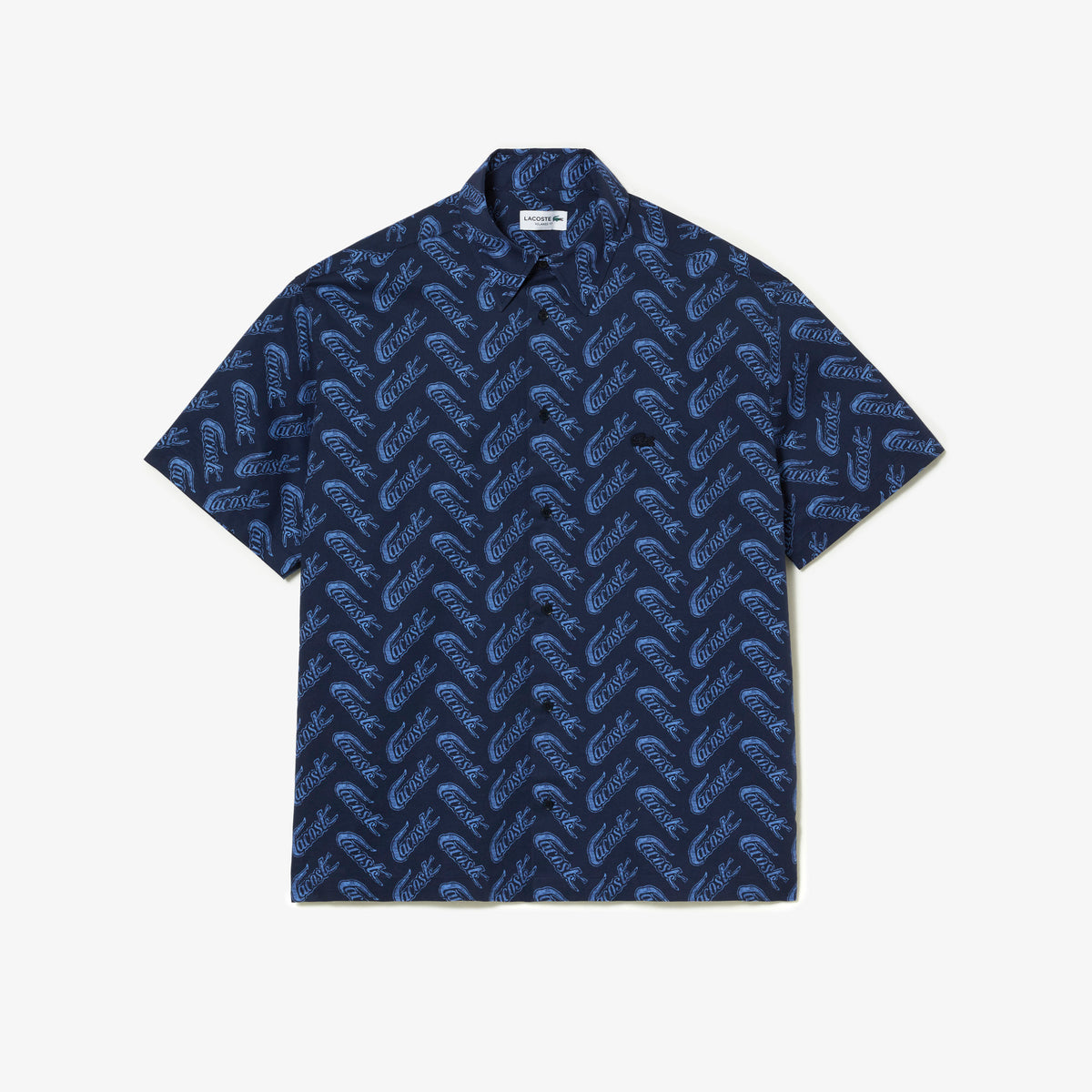 Lacoste -  Short Sleeve Vintage Print Shirt - Navy Blue/Blue