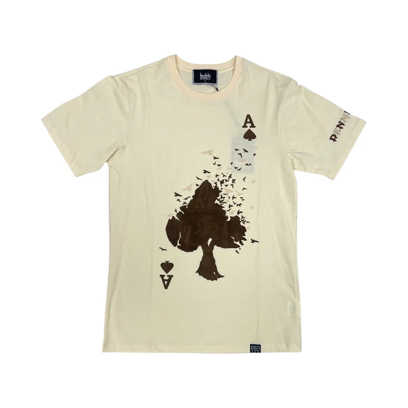 Ace Flock Tee - Beige/Brown