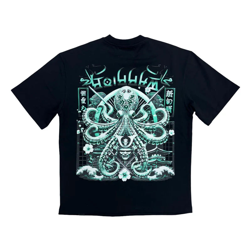 Warriors Of The Seas Stone Out Oversize T-Shirt (Black/Teal)