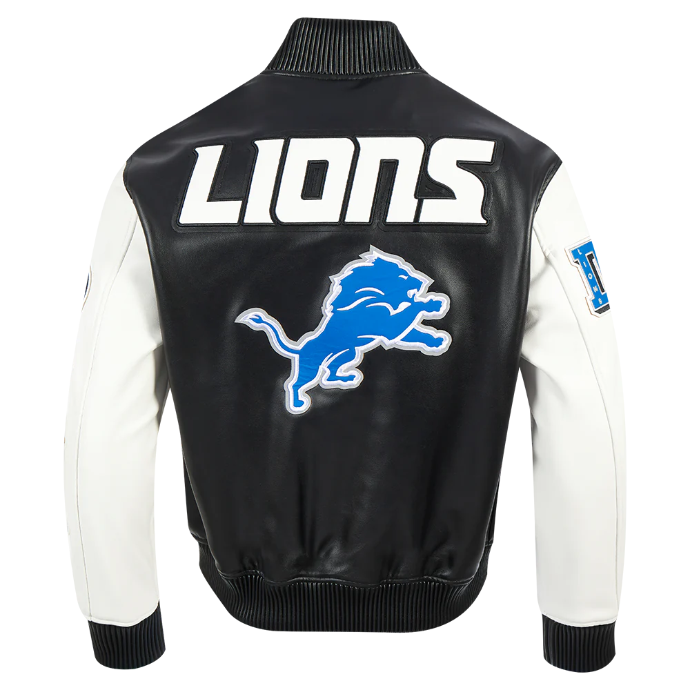 Detroit Lions City Signature Leather Varsity Jacket (Black)