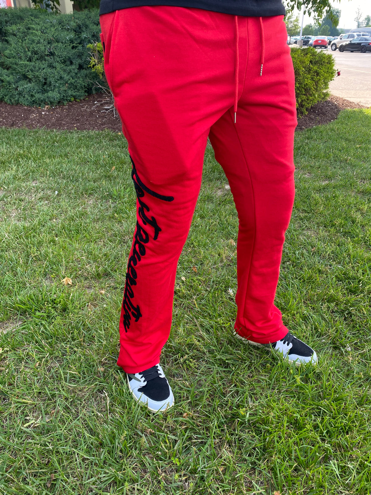 "Lost Generations" 2 Stacked Sweatpants - Red