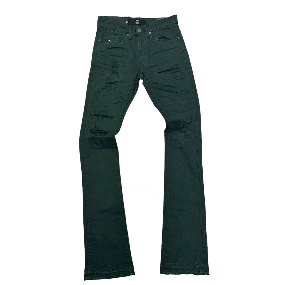 Martin Stacked Denim Jeans - Olive Mesa