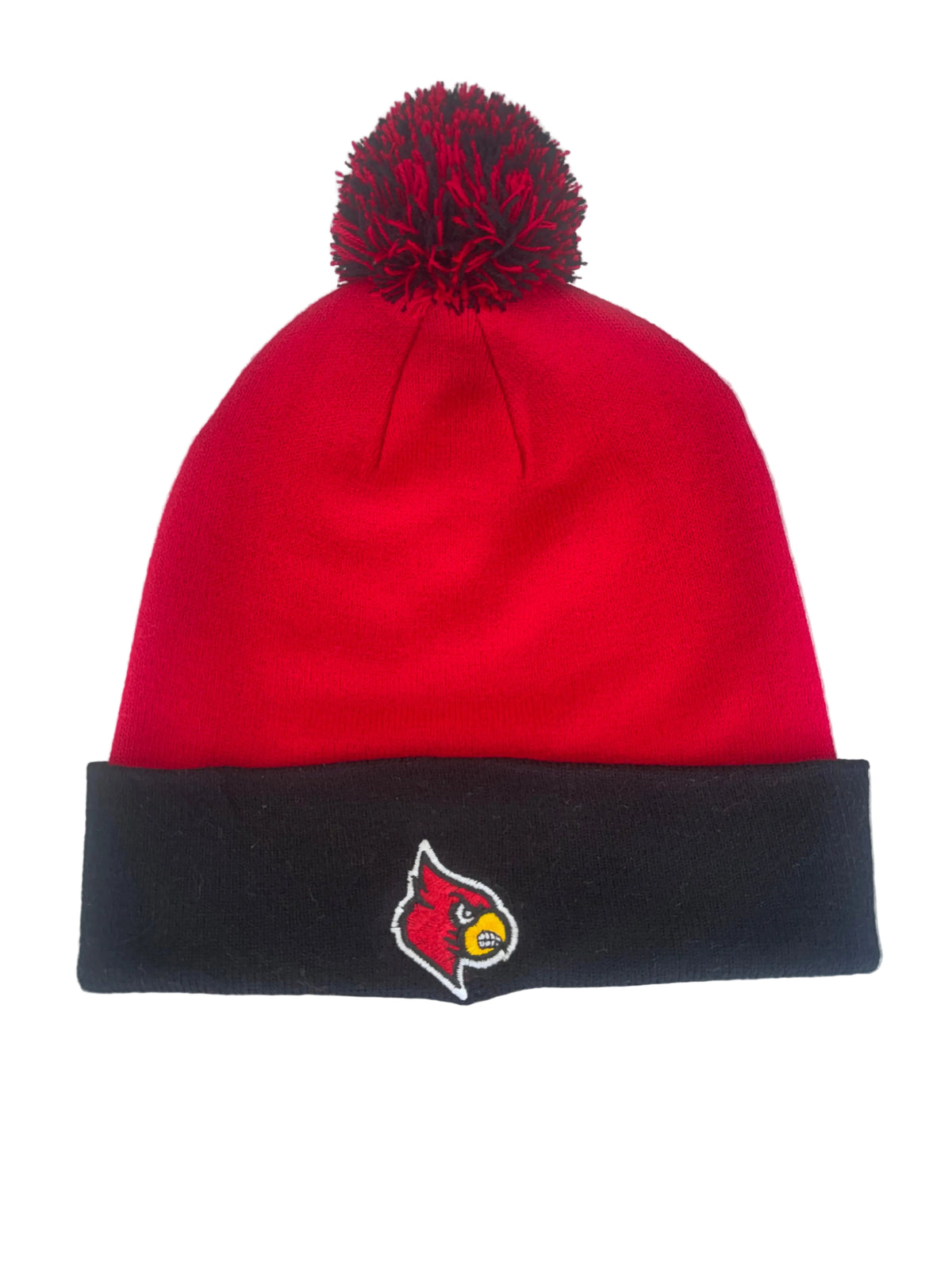 Louisville Cardinals Core 2-Tone Cuffed Knit Hat with Pom  (Red/Black)