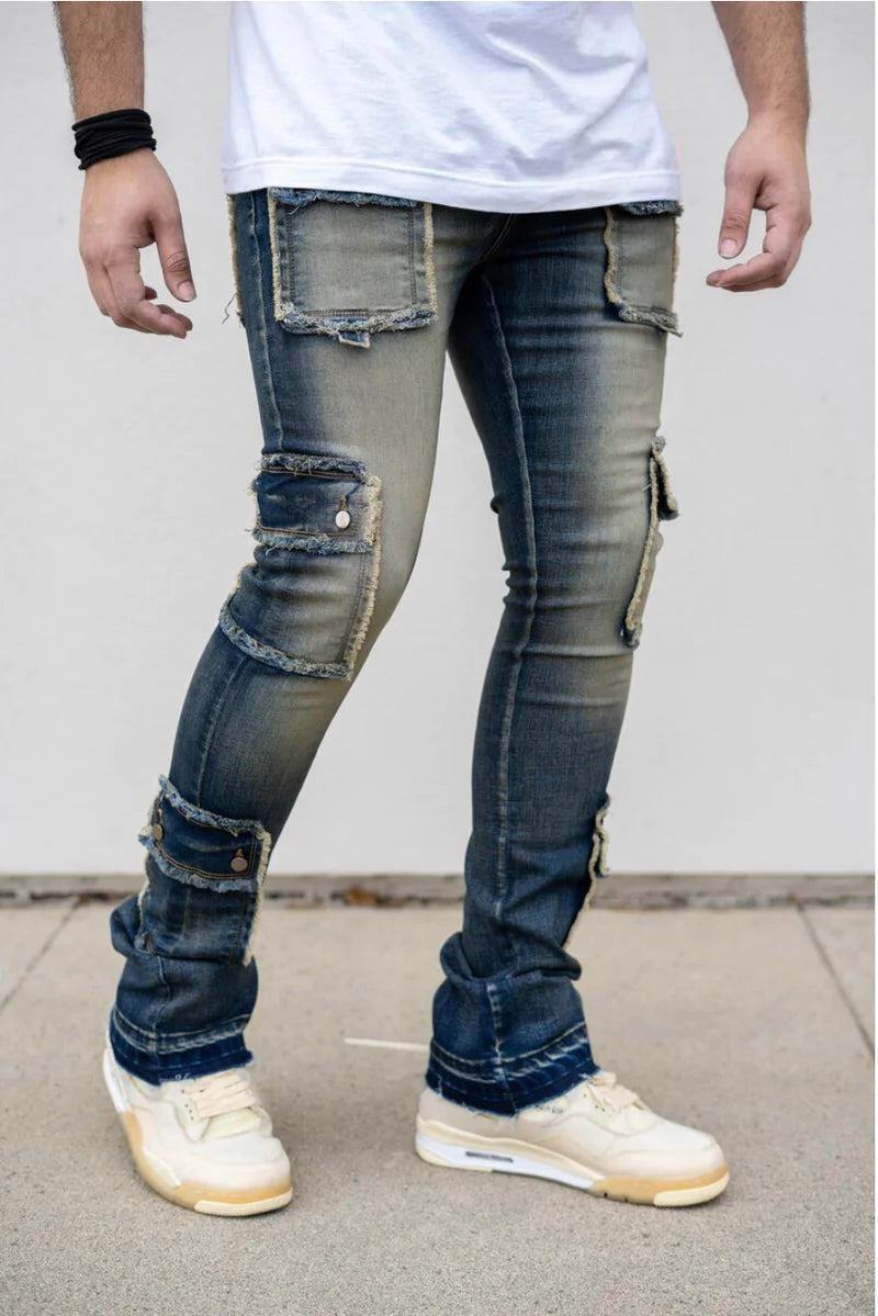 Damati - Dante Stacked Denim Jeans - Vintage Blue