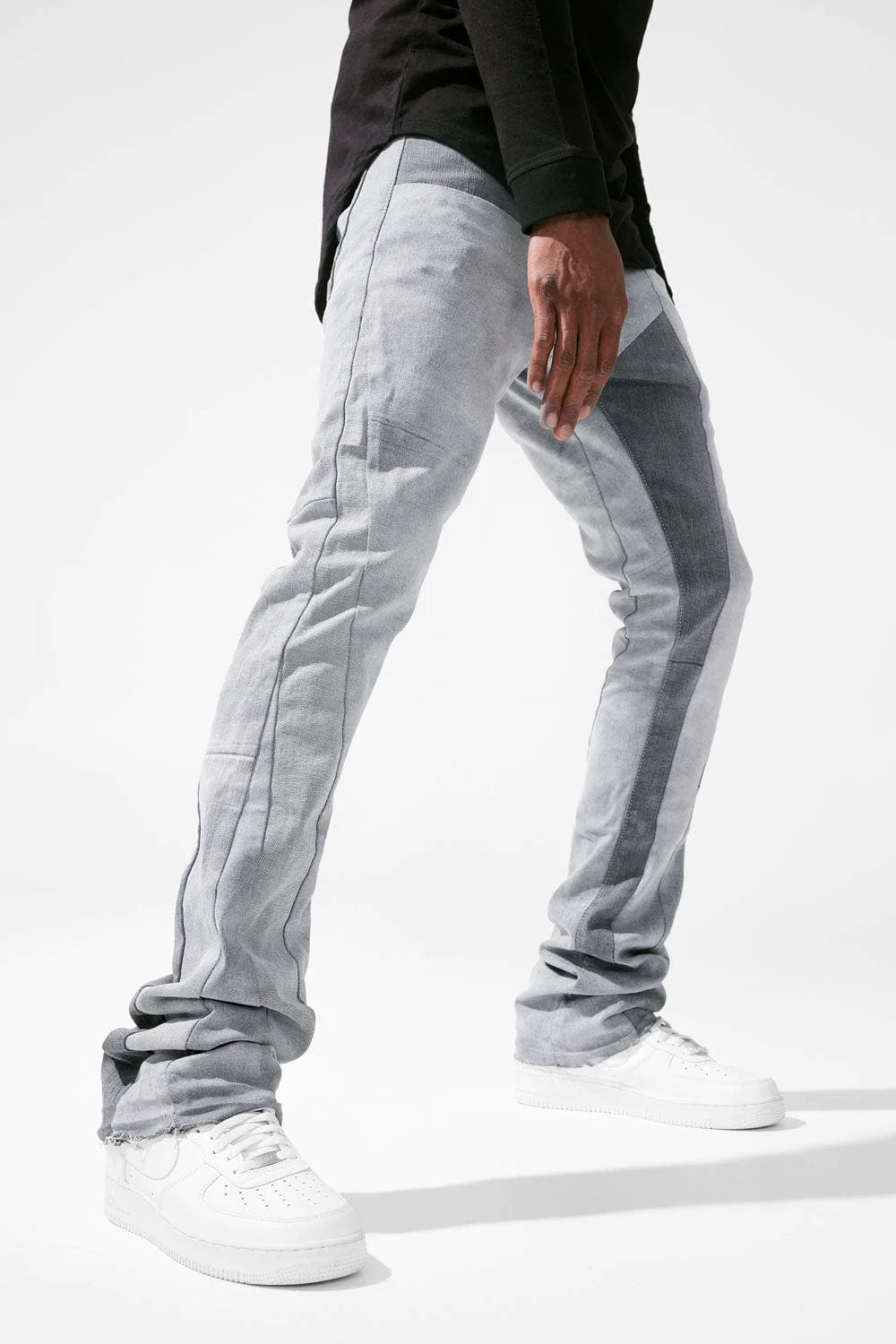 Martin Stacked - Geometric Denim Jeans - Arctic Grey