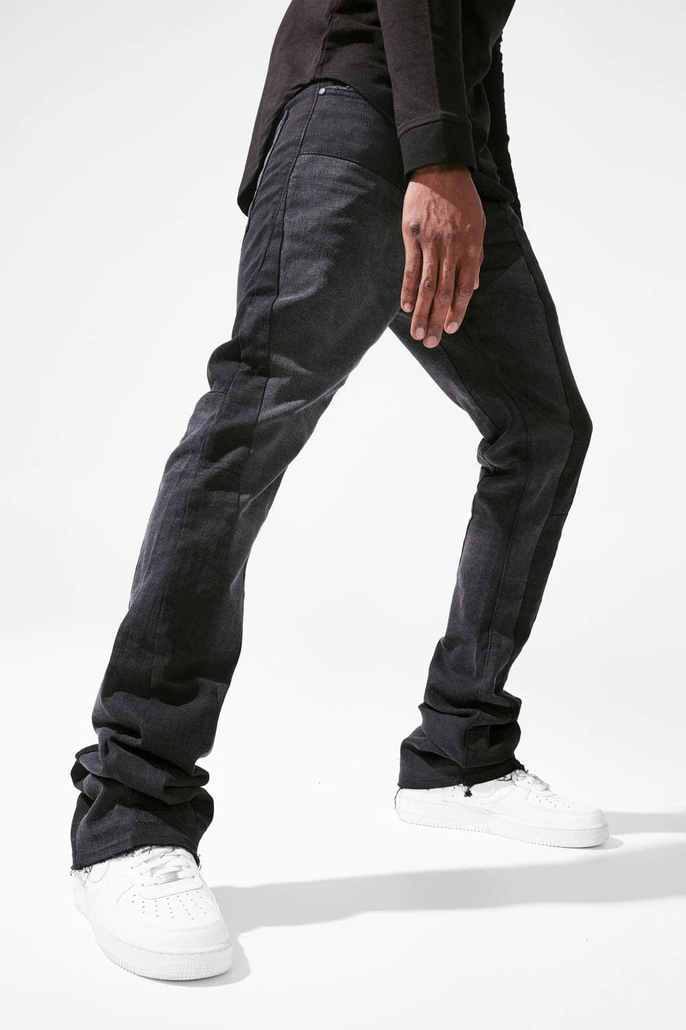 Martin Stacked - Geometric Denim Jeans - Black Shadow