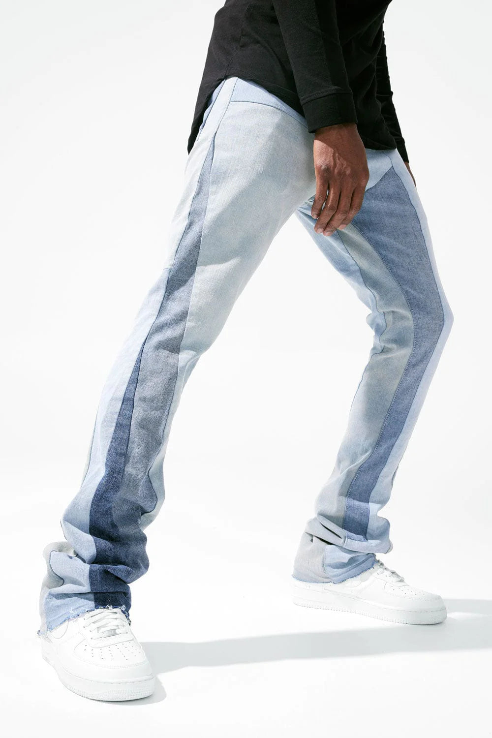 Martin Stacked - Geometric Denim Jeans - Steel