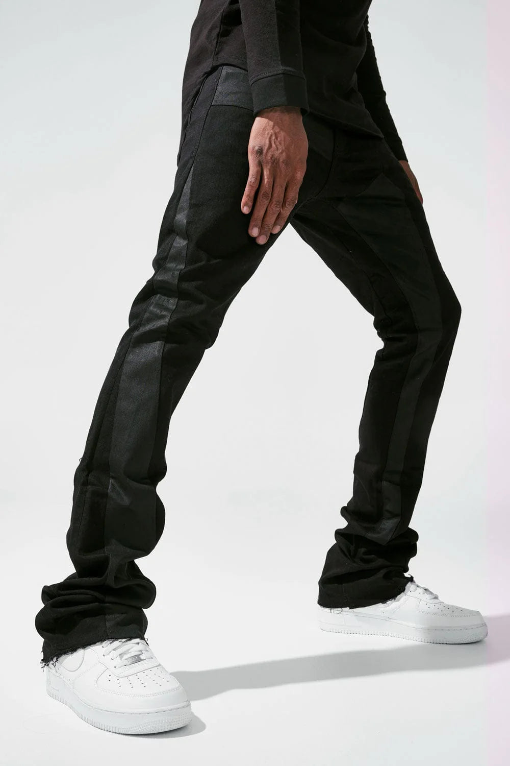 Martin Stacked - Geometric Denim Jeans - Jet Black