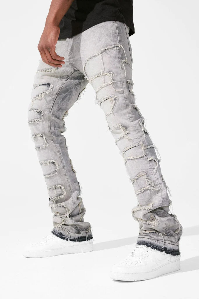Martin Stacked Python Denim Jeans - Bone White - JTF1130