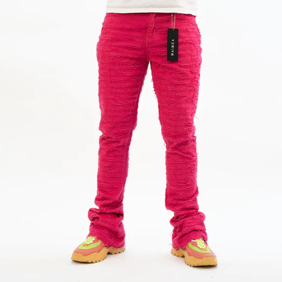 Hol Stacked Denim Jeans - Pink
