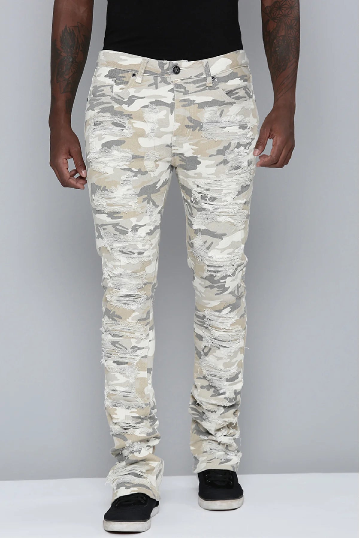 Stacked Fit Denim Jeans - Bone Camo