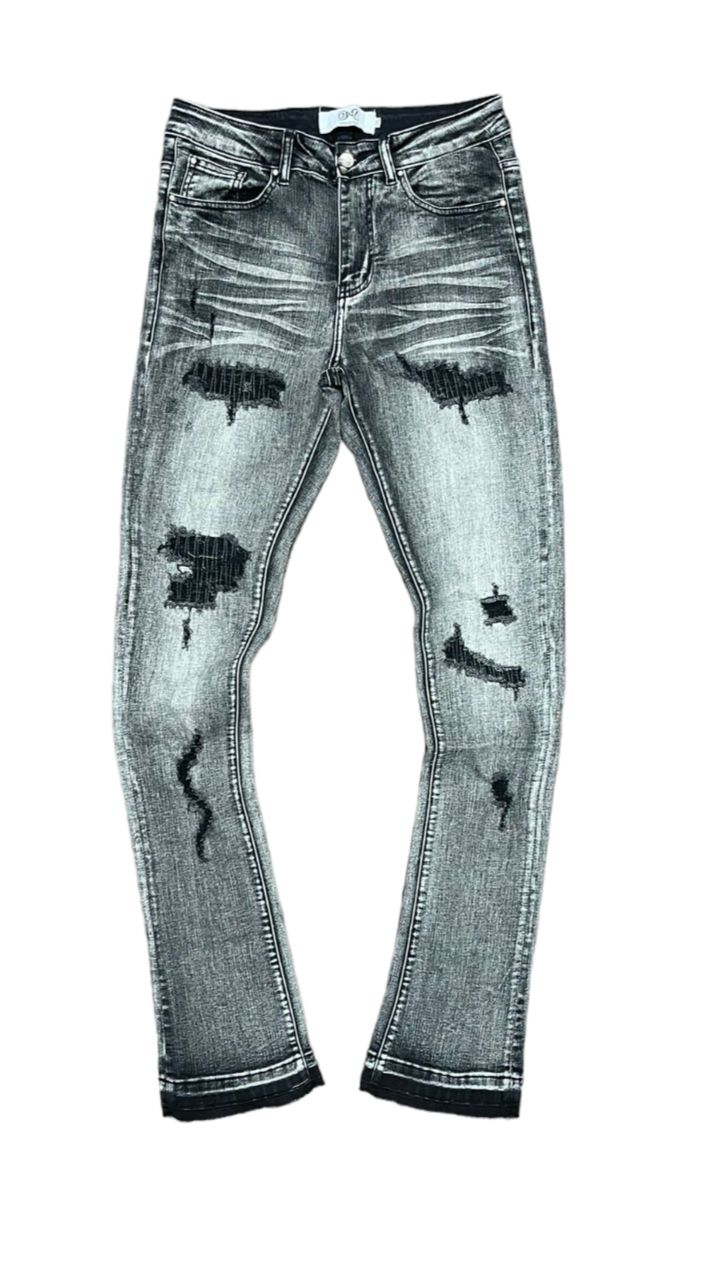 DNA Worldwide Denim Distressed Jeans - Industrial Black/White