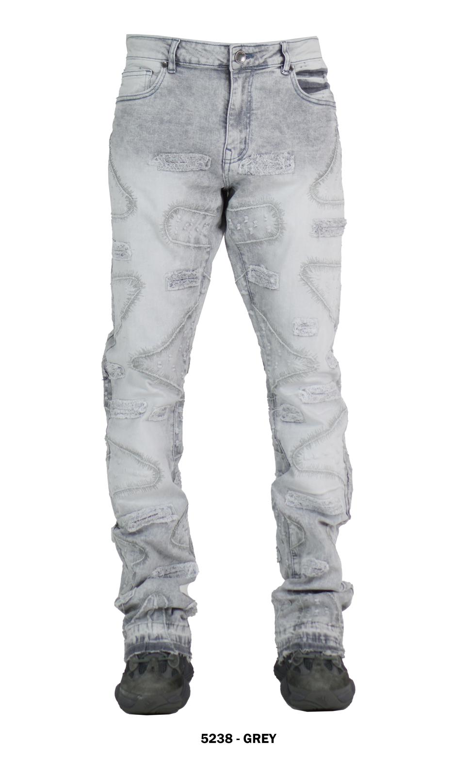 "Patterns" Denim Jeans - Grey