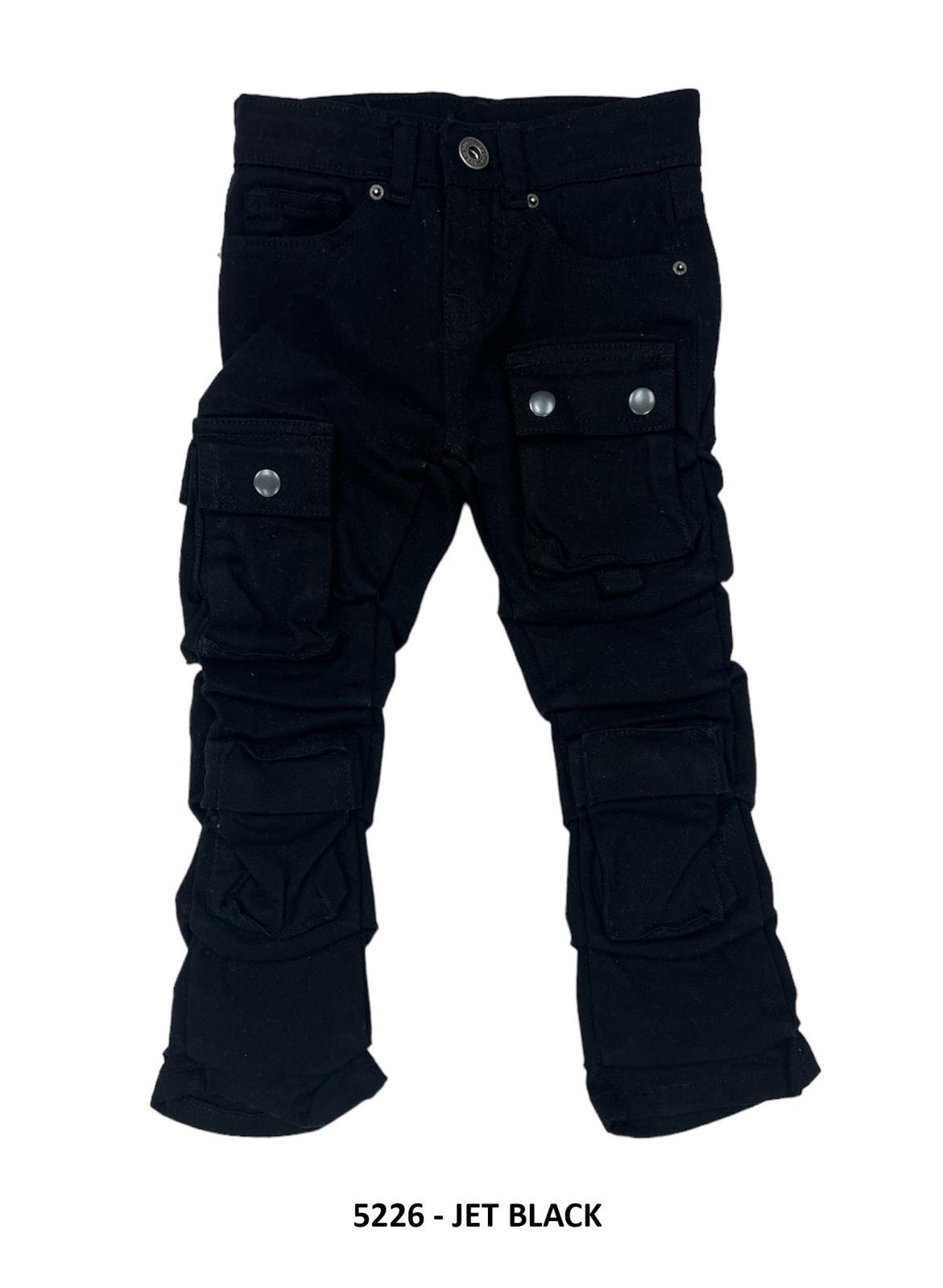 Kids Cargo Denim Jeans - Jet Black