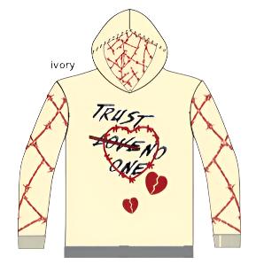 Trust No One Applique Hoodies - Ivory