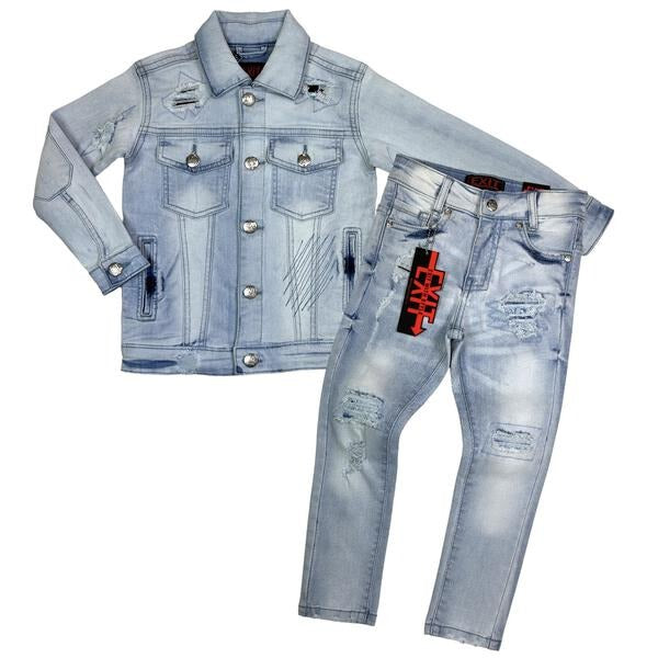 Kids Distressed Denim Fit (Light Blue)