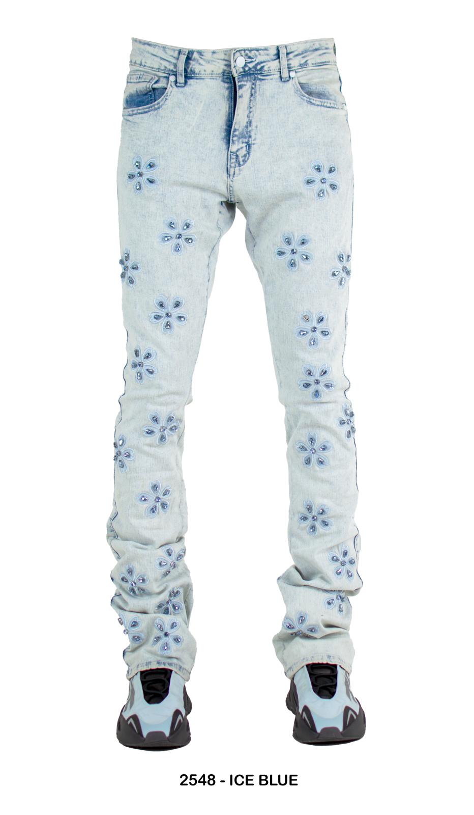 Focus Diamond Stacked Jeans (Ice Blue)